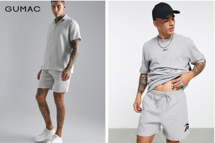 Quần short xám phối áo thun cùng màu nam Quần short xám phối áo thun cùng màu nam