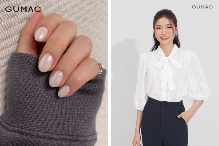Gợi ý mẫu nail trắng và trang phục mặc kèm cho mẹ bầu