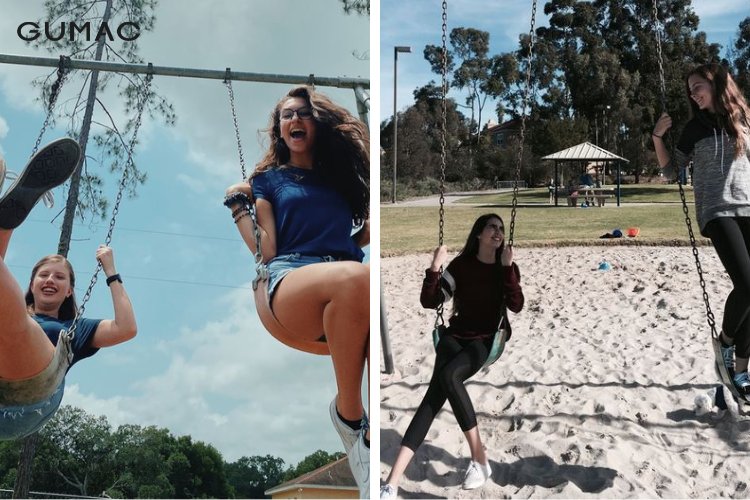 Tạo dáng ngồi xích đu cùng nhau