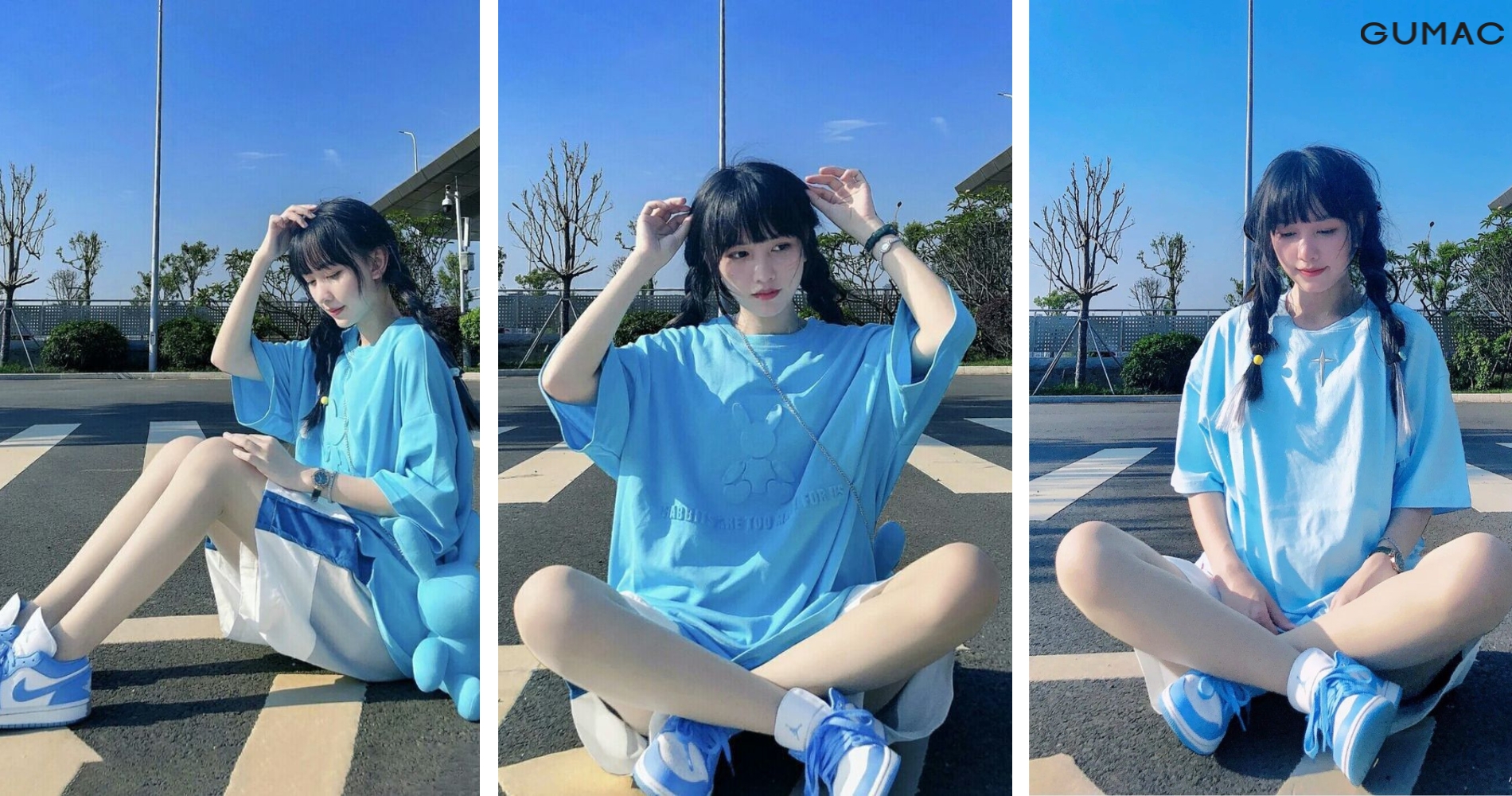 chup anh voi dang ngoi tren mat duong