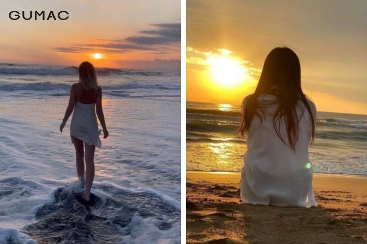 Quay lưng ngắm biển