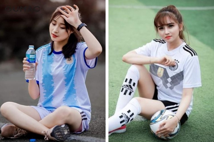 Tạo dáng chụp ảnh ngồi trên sân cỏ    