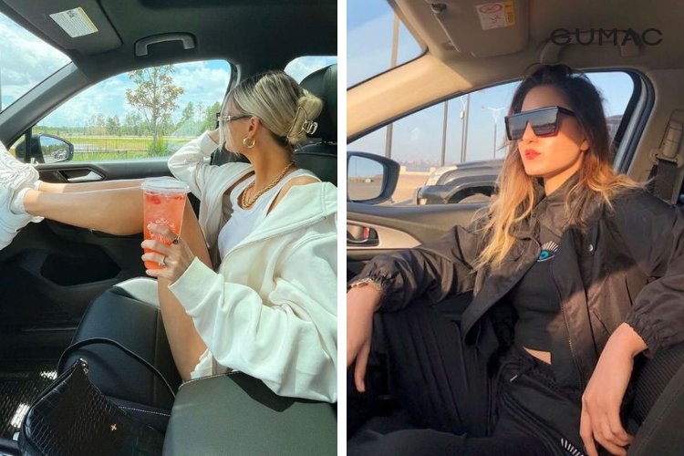 Tạo dáng chụp ở ghế phụ xe ô tô Tạo dáng chụp ở ghế phụ xe ô tô