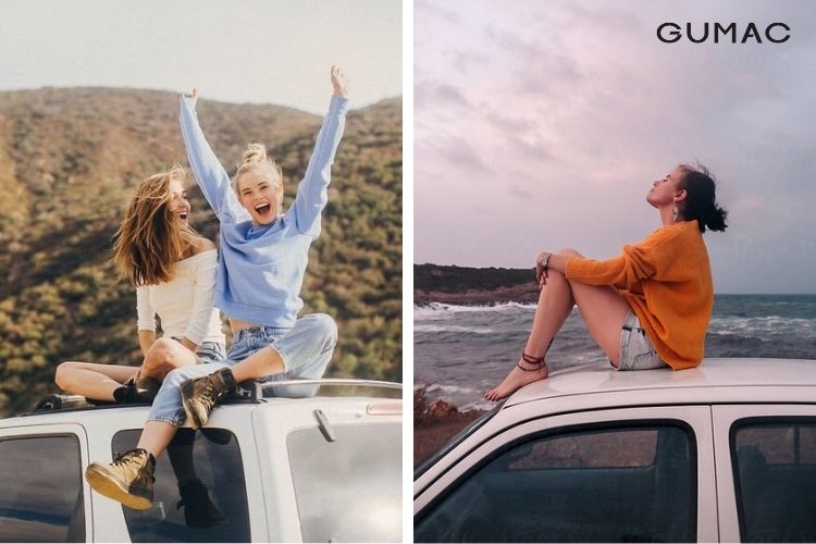 Tạo dáng trên nóc xe ô tô Tạo dáng trên nóc xe ô tô