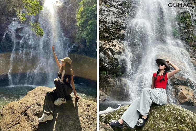 dang ngoi chup anh thac nuoc chong tay cuc chill