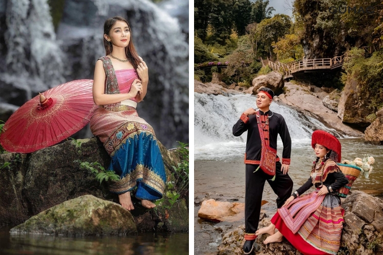 tao dang chup anh trang phuc dan toc o thac nuoc