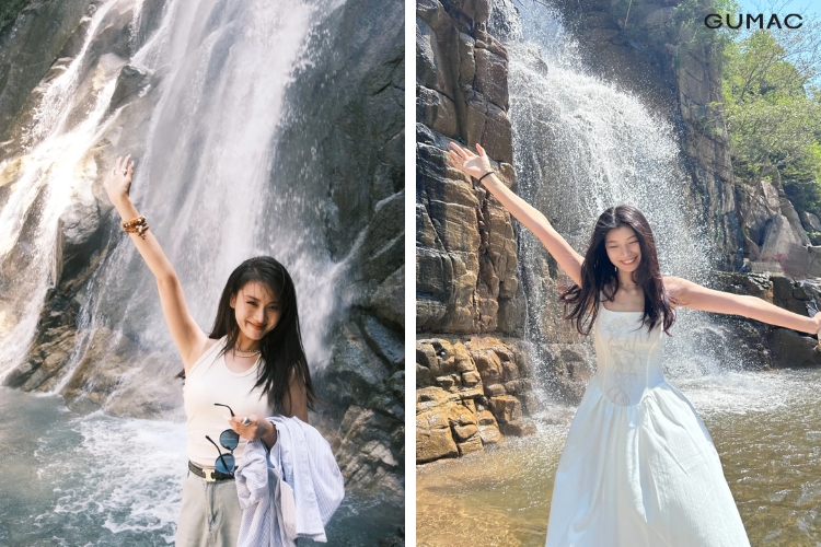 tao dang chup anh cuoi diu dang ben thac nuoc