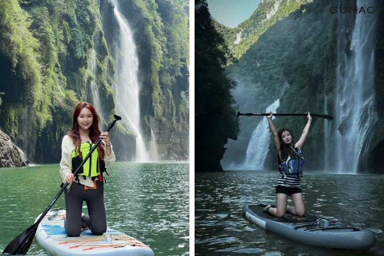 tao dang chup anh o thac nuoc voi thuyen kayak