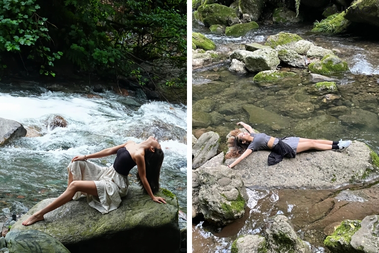 tao dang nam nghieng tren da o thac nuoc cuc chill