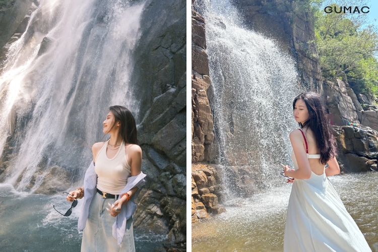 tao dang chup anh goc nghieng voi thac nuoc