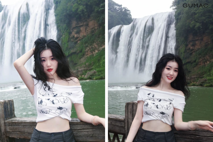 tao dang nhin thang vao ong kinh khi chup anh o thac nuoc