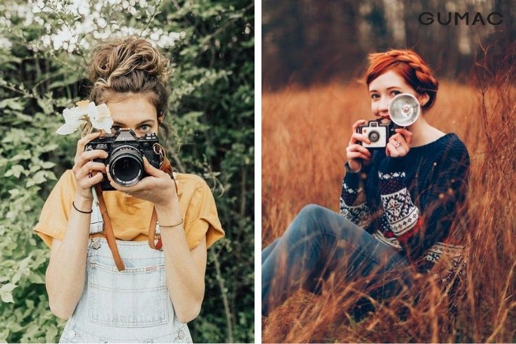 Kết hợp tạo kiểu cùng máy ảnh tại cánh đồng