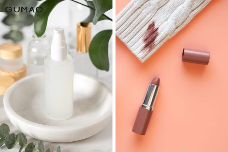 Dùng nước tẩy trang xóa vết son trên áo màu