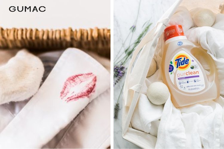 Xóa vệt son với bột giặt, nước giặt