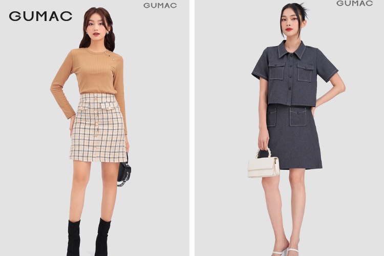 Mix áo kiểu cùng chân váy