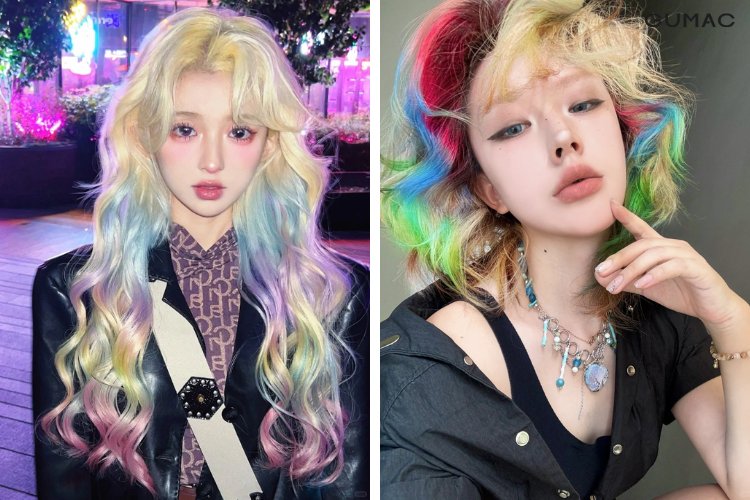 mau toc nu highlight cau vong cuc xin