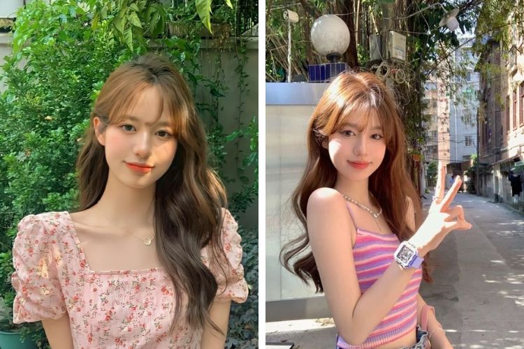 tóc layer nữ mặt tròn có mái