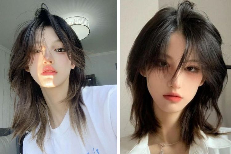 tóc layer nữ mặt tròn có mái