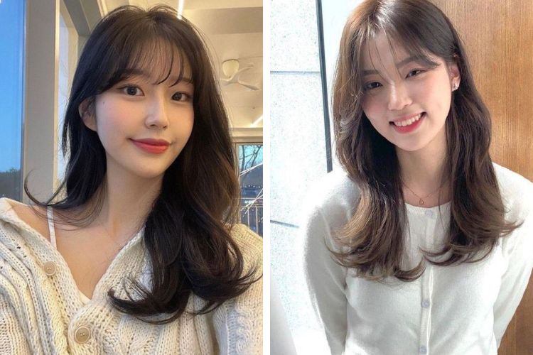 tóc layer nữ mặt tròn ngang vai