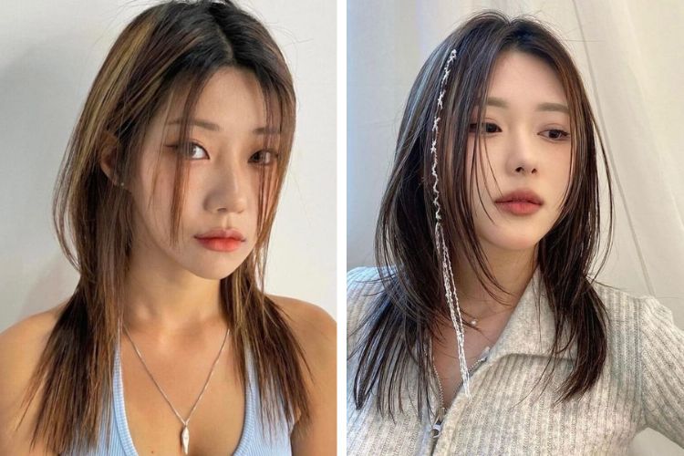 tóc layer nữ mặt tròn ngang vai