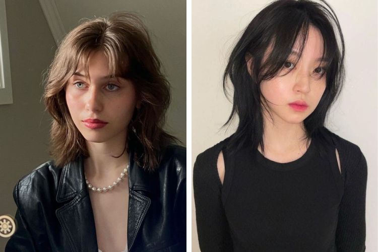 tóc mullet layer nữ mặt tròn