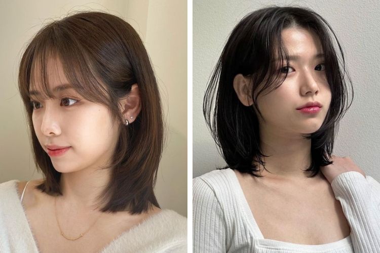 tóc layer nữ mặt tròn ngang vai