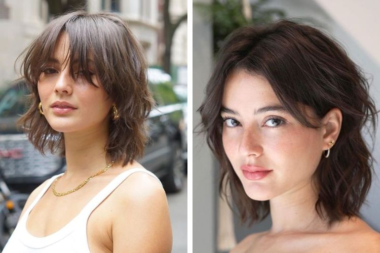 tóc layer nữ mặt tròn ngang vai