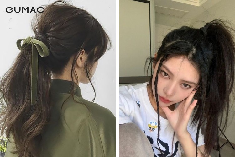 Nữ tóc mái bay thắt kiểu đuôi ngựa