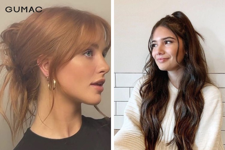 Kiểu tóc mái bay buộc cao phối với tỉa layer