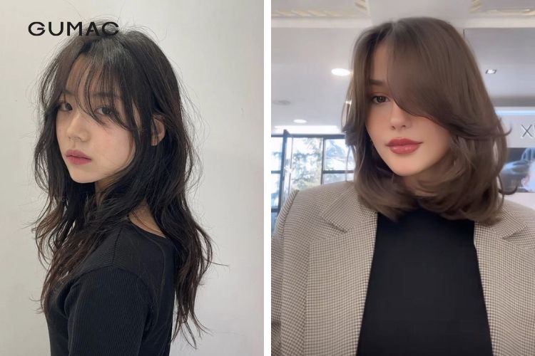 Tóc mái layer cho mặt dài trán ngắn