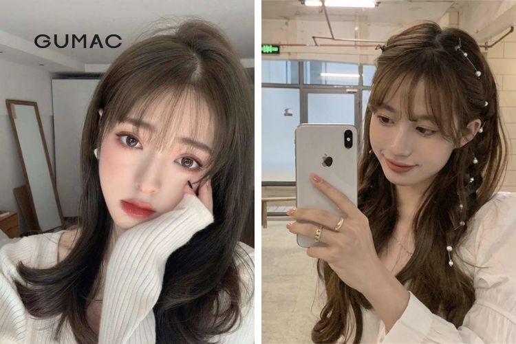 Tóc mái thưa cho mặt tròn trán ngắn sành điệu