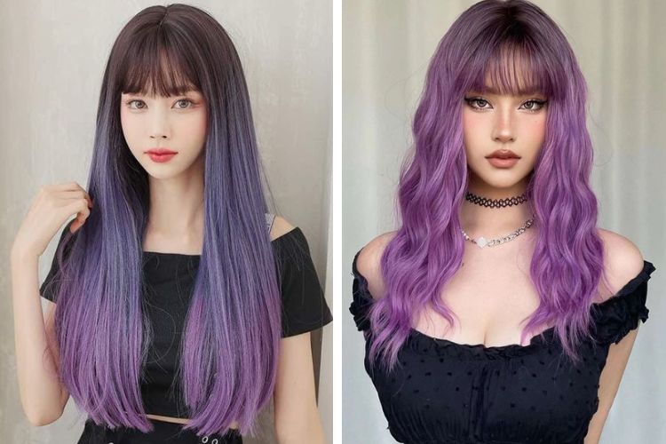 mẫu tóc màu nâu ánh tím ombre sành điệu cá tính mẫu tóc màu nâu ánh tím ombre sành điệu cá tính