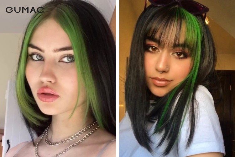 Nhuộm tóc mái màu xanh rêu