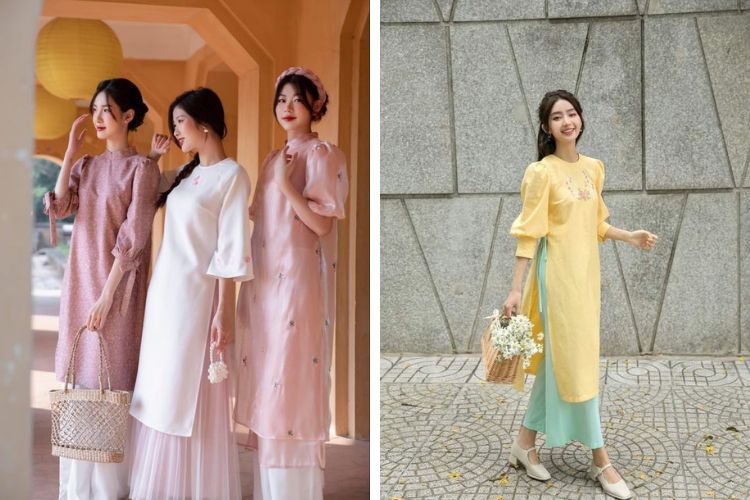 Túi cói mặc áo dài