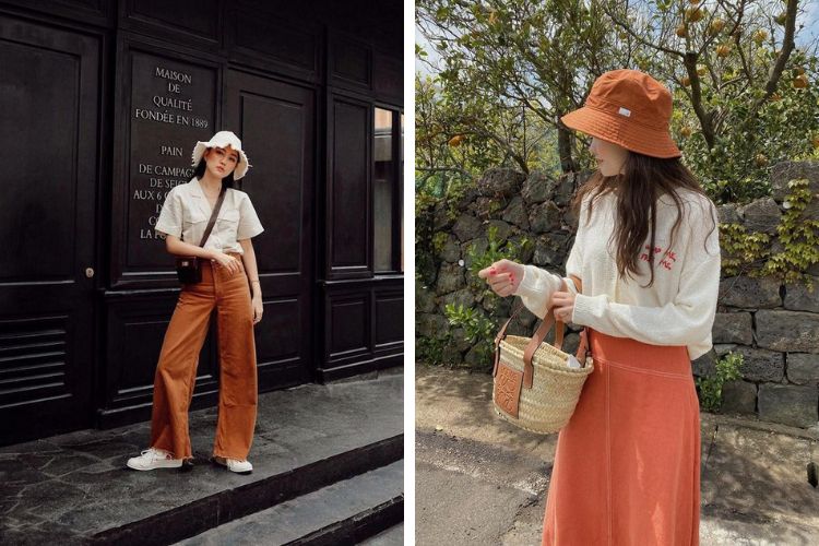 phối màu cam với màu pastel
