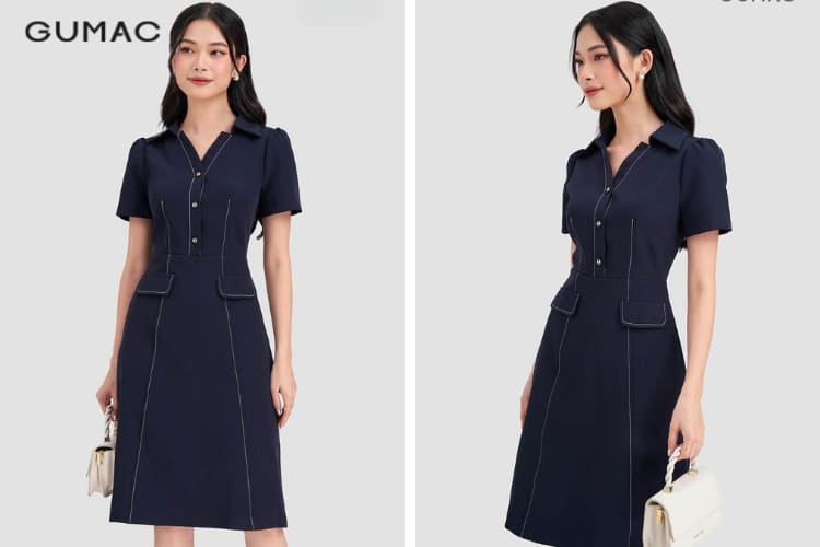 Váy đầm sơ mi jean ngắn tay cổ đức vạt bầu dáng suông chất bò dày dặn phong  cách Hàn Quốc. | Shopee Việt Nam