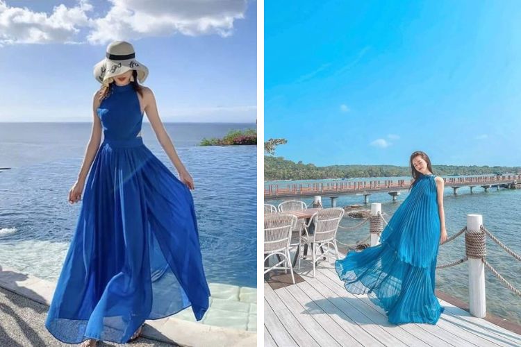 Đầm dự tiệc xanh nước biển | Shopee Việt Nam