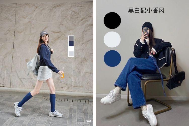 phối xanh nước biển với màu trắng