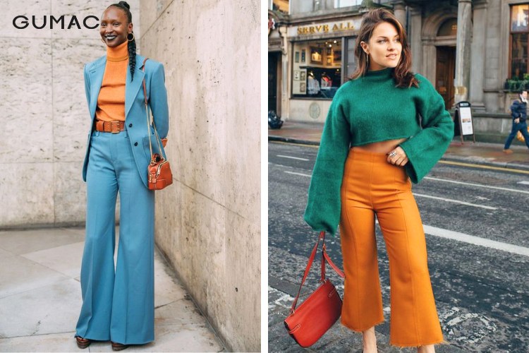 Màu cam kết hợp với màu xanh cổ vịt