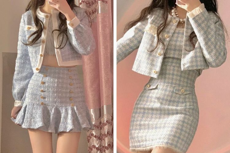 bộ trang phục dạ tweed