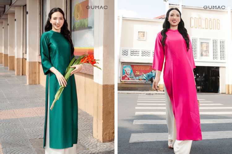 áo dài trơn đơn giản thướt tha