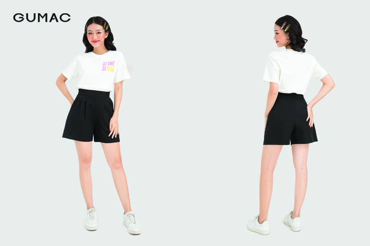 Phối quần short cùng áo thun cá tính