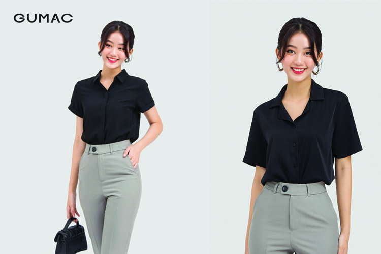 Phối quần short và áo sơ mi