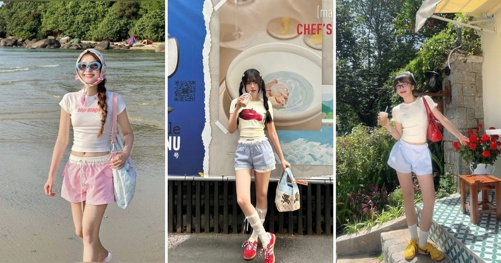 Outfit babytee và quần short trẻ trung, chuẩn phong cách Y2K cho các nàng năng động