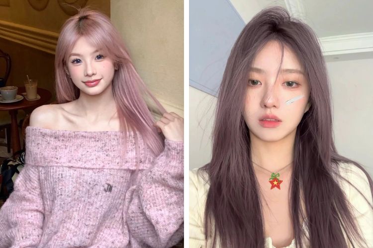 toc mau hong pastel pha tim