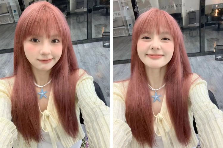 kieu toc hong pastel pha mau nau cam