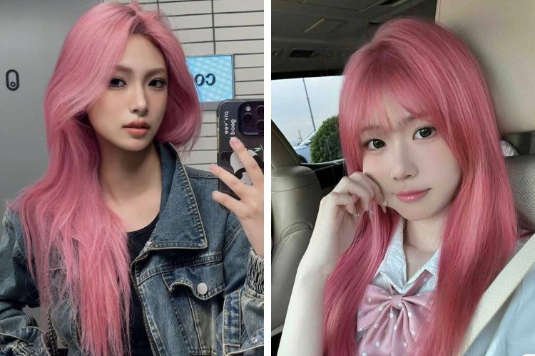 mau nhuom hong pastel pha tra sua