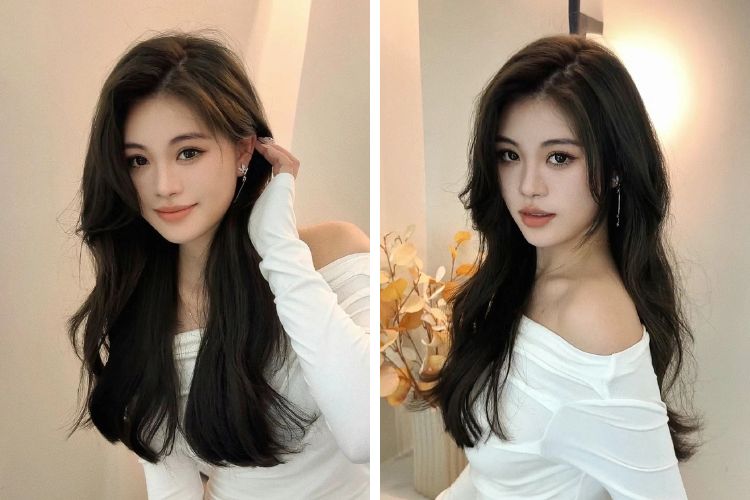 toc uon gon song duoi sang trong