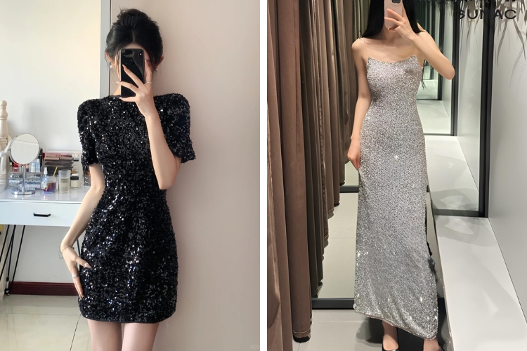 su dung vai sequin lam vay