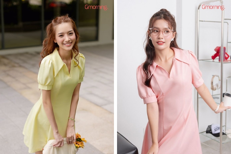 Đầm A bâu cổ